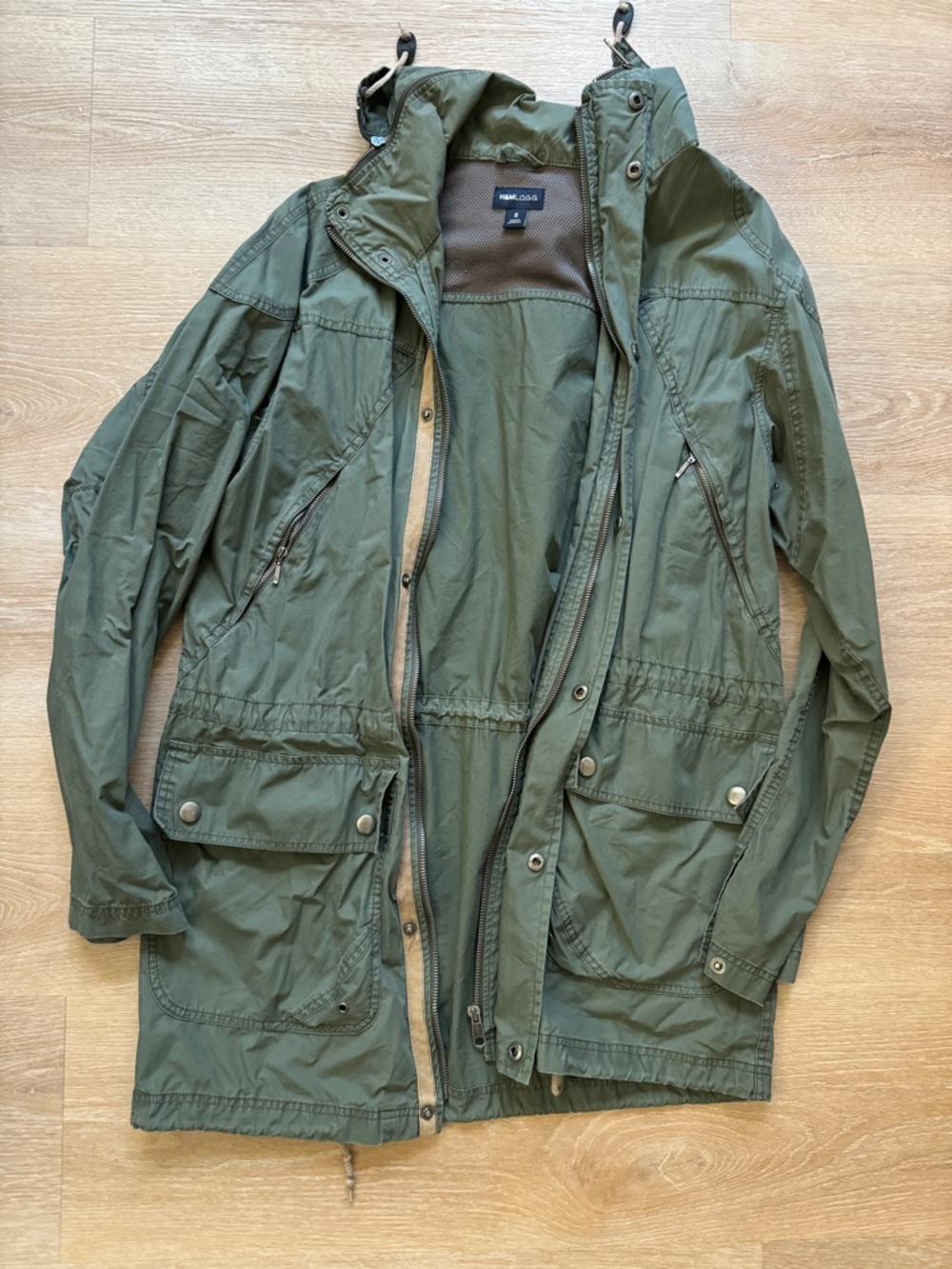 H&M Green Long Windbreaker Coat Men’s Size Small Unisex